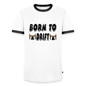 Voiture - T-shirt contrasté Homme - blanc/noir - Devant - AI Model Female 172 light (172cm) & AI Model Male 178 dark (178cm)