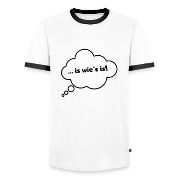 is wie s is Blase 3 - Männer Kontrast-T-Shirt - Weiß/Schwarz - Vorne - AI Model Female 172 light (172cm) & AI Model Male 178 dark (178cm)