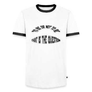 être ou ne pas être - être ou ne pas être - T-shirt contrasté Homme - blanc/noir - Devant - AI Model Female 172 light (172cm) & AI Model Male 178 dark (178cm)