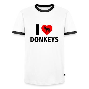 Donkey - Men's Ringer Shirt - white/black - Front - AI Model Female 172 light (172cm) & AI Model Male 178 dark (178cm)