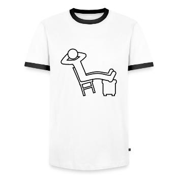 Relax Man Chair Icon - Men's Ringer Shirt - white/black - Front - AI Model Female 172 light (172cm) & AI Model Male 178 dark (178cm)