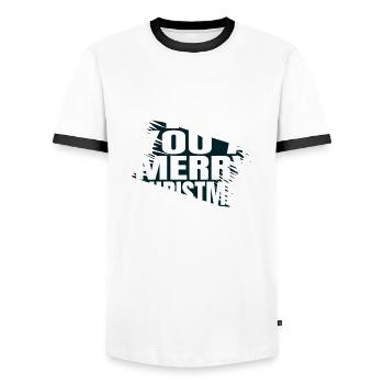 dinosaur tshirt carolina fishing boat - Männer Kontrast-T-Shirt - Weiß/Schwarz - Vorne - AI Model Female 172 light (172cm) & AI Model Male 178 dark (178cm)