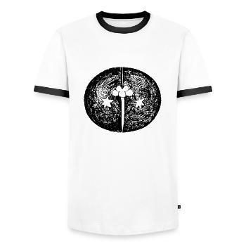 Sun Moon Mosaic Astrology mystical symbol 07 - Men's Ringer Shirt - white/black - Front - AI Model Female 172 light (172cm) & AI Model Male 178 dark (178cm)