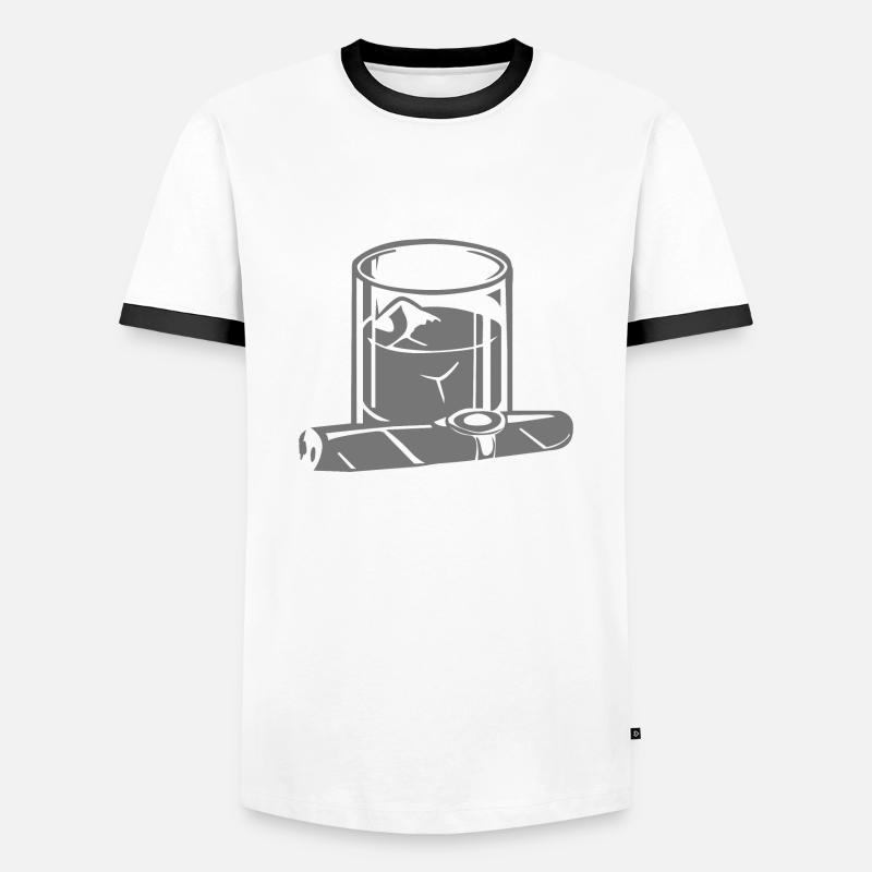 Zigarre - Männer Kontrast-T-Shirt - Weiß/Schwarz