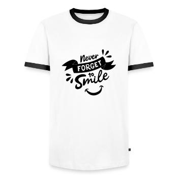 Never Forget - T-shirt contrasté Homme - blanc/noir - Devant - AI Model Female 172 light (172cm) & AI Model Male 178 dark (178cm)