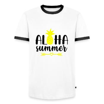 aloha summer - Männer Kontrast-T-Shirt - Weiß/Schwarz - Vorne - AI Model Female 172 light (172cm) & AI Model Male 178 dark (178cm)