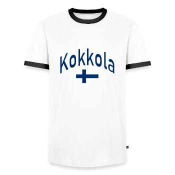 Drapeau finlandais de Kokkola - T-shirt contrasté Homme - blanc/noir - Devant - AI Model Female 172 light (172cm) & AI Model Male 178 dark (178cm)