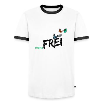 narzfrei schwarz - Männer Kontrast-T-Shirt - Weiß/Schwarz - Vorne - AI Model Female 172 light (172cm) & AI Model Male 178 dark (178cm)