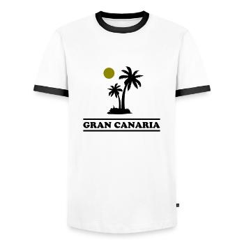 Gran Canaria - Men's Ringer Shirt - white/black - Front - AI Model Female 172 light (172cm) & AI Model Male 178 dark (178cm)