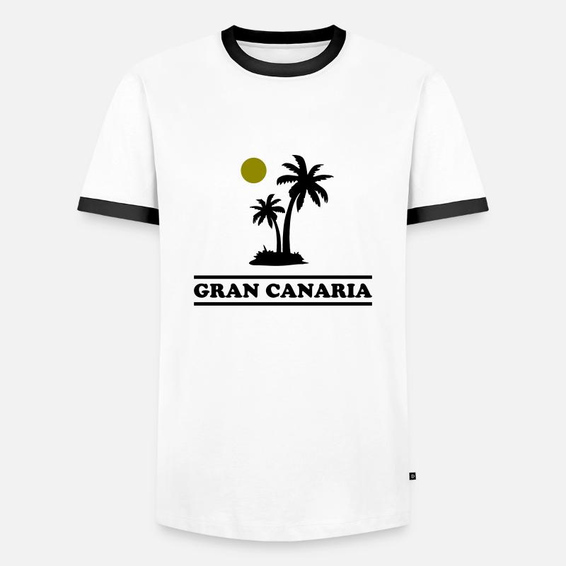 Gran Canaria - Männer Kontrast-T-Shirt - Weiß/Schwarz