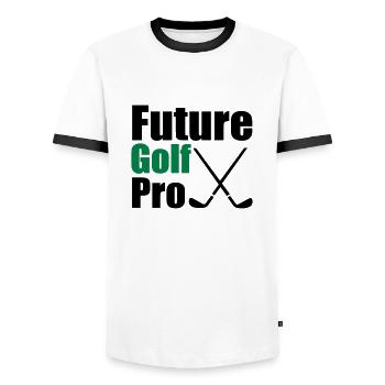 Golf - Männer Kontrast-T-Shirt - Weiß/Schwarz - Vorne - AI Model Female 172 light (172cm) & AI Model Male 178 dark (178cm)