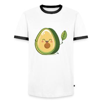 Le délicieux avocat - T-shirt contrasté Homme - blanc/noir - Devant - AI Model Female 172 light (172cm) & AI Model Male 178 dark (178cm)
