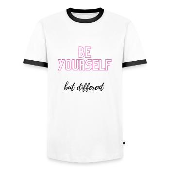 Soyez vous-même mais différent - T-shirt contrasté Homme - blanc/noir - Devant - AI Model Female 172 light (172cm) & AI Model Male 178 dark (178cm)