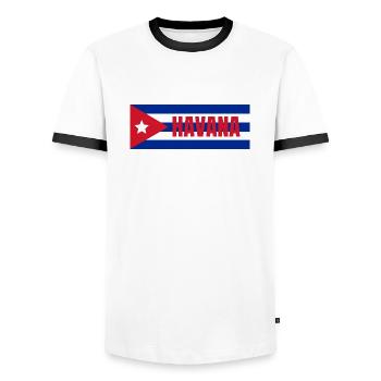 Havana City in Cuban Flag - Men's Ringer Shirt - white/black - Front - AI Model Female 172 light (172cm) & AI Model Male 178 dark (178cm)