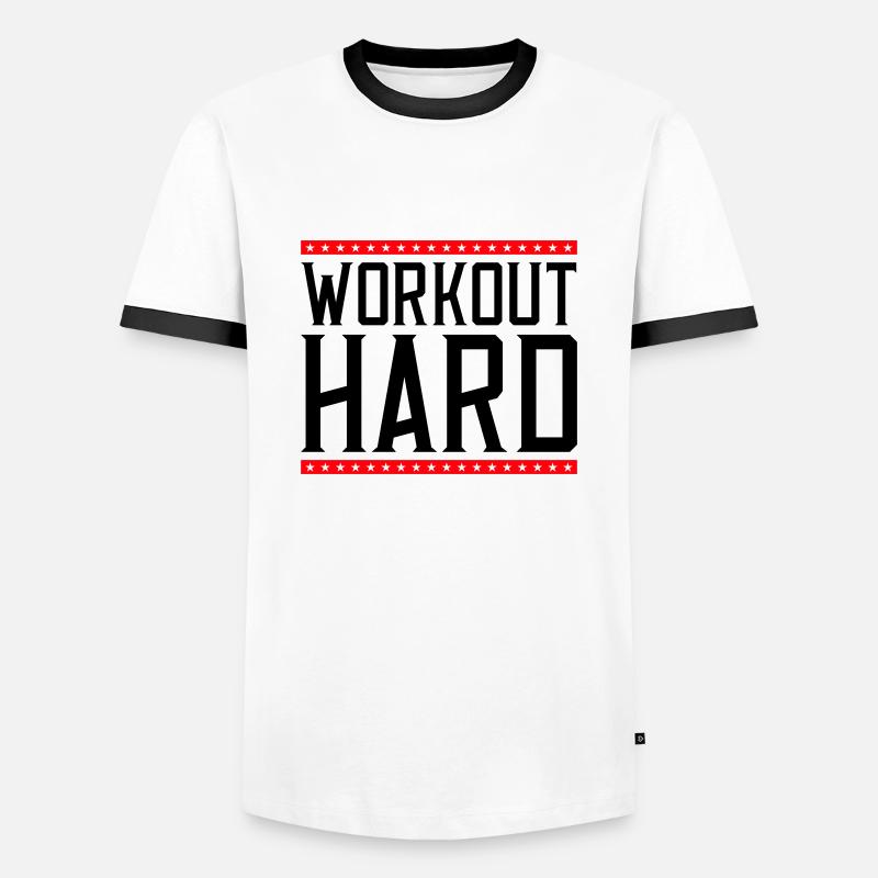 workout hard 2 - Männer Kontrast-T-Shirt - Weiß/Schwarz