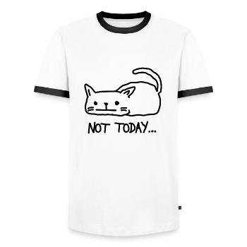 Not Today Cat Katze Humor - Männer Kontrast-T-Shirt - Weiß/Schwarz - Vorne - AI Model Female 172 light (172cm) & AI Model Male 178 dark (178cm)