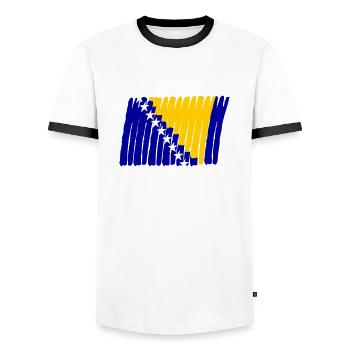 Drapeau de la Bosnie peint étoiles peintes étoiles - T-shirt contrasté Homme - blanc/noir - Devant - AI Model Female 172 light (172cm) & AI Model Male 178 dark (178cm)