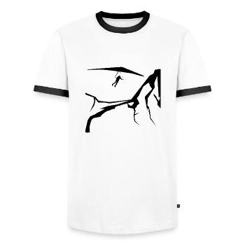 Montagne - Parapente - (11) - T-shirt contrasté Homme - blanc/noir - Devant - AI Model Female 172 light (172cm) & AI Model Male 178 dark (178cm)