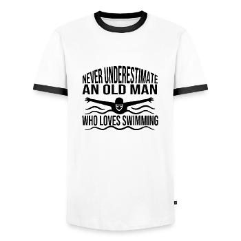 Club de natation Femme Nateuse Natation Natation - T-shirt contrasté Homme - blanc/noir - Devant - AI Model Female 172 light (172cm) & AI Model Male 178 dark (178cm)