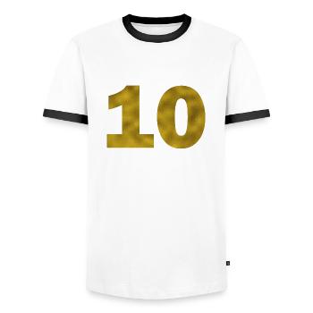 Anniversaire 10 ans - T-shirt contrasté Homme - blanc/noir - Devant - AI Model Female 172 light (172cm) & AI Model Male 178 dark (178cm)