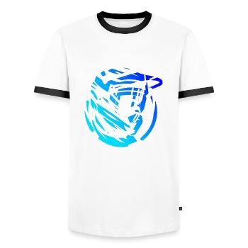 Mountain Bike Cycling Mountain Bike Cycling - Men's Ringer Shirt - white/black - Front - AI Model Female 172 light (172cm) & AI Model Male 178 dark (178cm)