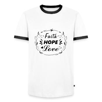 Faith. Hope. Love - Men's Ringer Shirt - white/black - Front - AI Model Female 172 light (172cm) & AI Model Male 178 dark (178cm)
