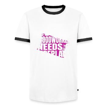 Arboriculture Cool Exploitation forestière Bûcheronnerie du bois - T-shirt contrasté Homme - blanc/noir - Devant - AI Model Female 172 light (172cm) & AI Model Male 178 dark (178cm)