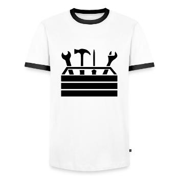 werkzeug werkstatt werkzeugkasten 1 - Männer Kontrast-T-Shirt - Weiß/Schwarz - Vorne - AI Model Female 172 light (172cm) & AI Model Male 178 dark (178cm)