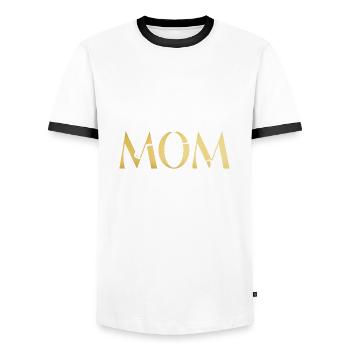 Mom - Men's Ringer Shirt - white/black - Front - AI Model Female 172 light (172cm) & AI Model Male 178 dark (178cm)