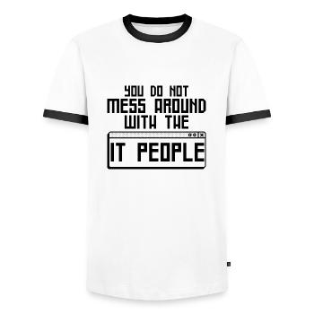 You Do Not Mess Around With The It People 4 - Men's Ringer Shirt - white/black - Front - AI Model Female 172 light (172cm) & AI Model Male 178 dark (178cm)