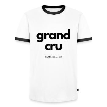 grand cru sommelier - Männer Kontrast-T-Shirt - Weiß/Schwarz - Vorne - AI Model Female 172 light (172cm) & AI Model Male 178 dark (178cm)