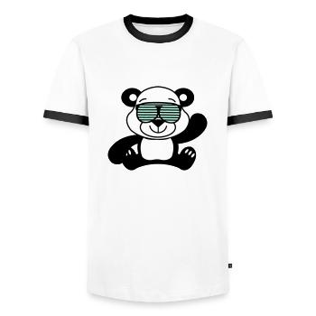 Panda Ours Cool - T-shirt contrasté Homme - blanc/noir - Devant - AI Model Female 172 light (172cm) & AI Model Male 178 dark (178cm)