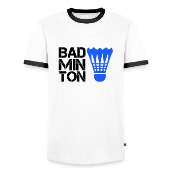 Badminton badminton - Men's Ringer Shirt - white/black - Front - AI Model Female 172 light (172cm) & AI Model Male 178 dark (178cm)