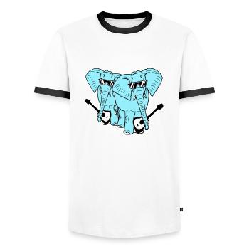 2 Guitars Elephant Sweet Two Friends Band Team - Men's Ringer Shirt - white/black - Front - AI Model Female 172 light (172cm) & AI Model Male 178 dark (178cm)
