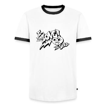 Ich liebe dich / Graffiti / Valentinstag - Männer Kontrast-T-Shirt - Weiß/Schwarz - Vorne - AI Model Female 172 light (172cm) & AI Model Male 178 dark (178cm)