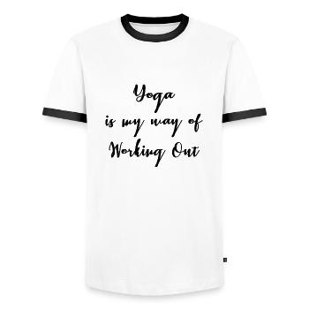 Yoga Meditation Spa Namaste - Men's Ringer Shirt - white/black - Front - AI Model Female 172 light (172cm) & AI Model Male 178 dark (178cm)