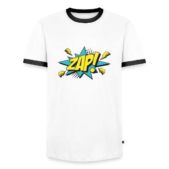 ZAP-Comic-Design - Männer Kontrast-T-Shirt - Weiß/Schwarz - Vorne - AI Model Female 172 light (172cm) & AI Model Male 178 dark (178cm)