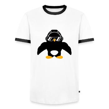Penguin Bodybuilder Lunettes de soleil Casque Muscles - T-shirt contrasté Homme - blanc/noir - Devant - AI Model Female 172 light (172cm) & AI Model Male 178 dark (178cm)