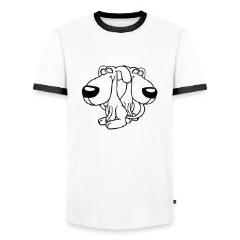 2 Dog Friends Team Crazy Funny Crew Brothers - T-shirt contrasté Homme - blanc/noir - Devant - AI Model Female 172 light (172cm) & AI Model Male 178 dark (178cm)