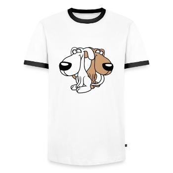 2 Dog Friends Team Crazy Funny Crew Brothers - T-shirt contrasté Homme - blanc/noir - Devant - AI Model Female 172 light (172cm) & AI Model Male 178 dark (178cm)