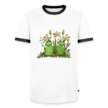 Grenouilles - T-shirt contrasté Homme - blanc/noir - Devant - AI Model Female 172 light (172cm) & AI Model Male 178 dark (178cm)