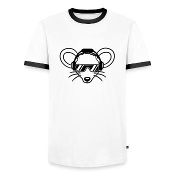 Mouse Sunglasses Cool Headphones Party Music Listening - Men's Ringer Shirt - white/black - Front - AI Model Female 172 light (172cm) & AI Model Male 178 dark (178cm)