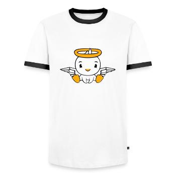 Bird Duck Angel Sky Halo Holy Sweet - Men's Ringer Shirt - white/black - Front - AI Model Female 172 light (172cm) & AI Model Male 178 dark (178cm)