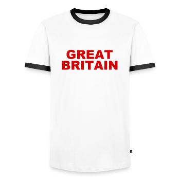 Great Britain - England - Soccer - Fußball - Männer Kontrast-T-Shirt - Weiß/Schwarz - Vorne - AI Model Female 172 light (172cm) & AI Model Male 178 dark (178cm)