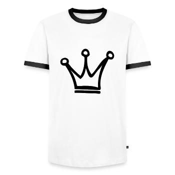 crown - Men's Ringer Shirt - white/black - Front - AI Model Female 172 light (172cm) & AI Model Male 178 dark (178cm)