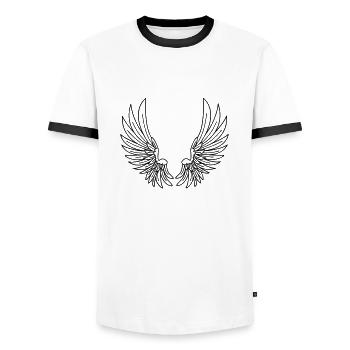 Pair of wings - Men's Ringer Shirt - white/black - Front - AI Model Female 172 light (172cm) & AI Model Male 178 dark (178cm)
