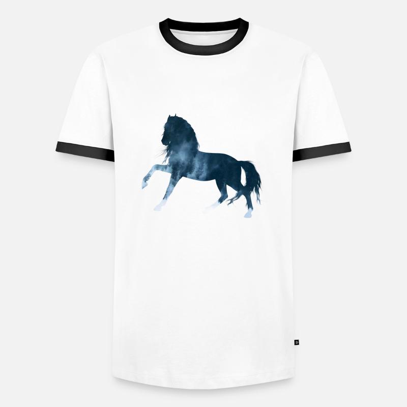 Pferd - Männer Kontrast-T-Shirt - Weiß/Schwarz