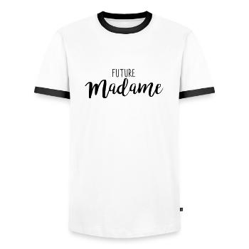 Future Madame - T-shirt contrasté Homme - blanc/noir - Devant - AI Model Female 172 light (172cm) & AI Model Male 178 dark (178cm)
