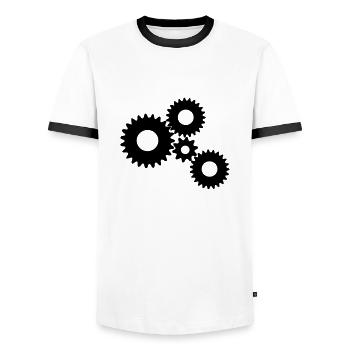 Gear for you / UK - Men's Ringer Shirt - white/black - Front - AI Model Female 172 light (172cm) & AI Model Male 178 dark (178cm)