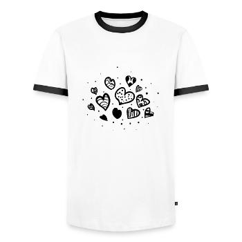 Hearts everywhere - Men's Ringer Shirt - white/black - Front - AI Model Female 172 light (172cm) & AI Model Male 178 dark (178cm)
